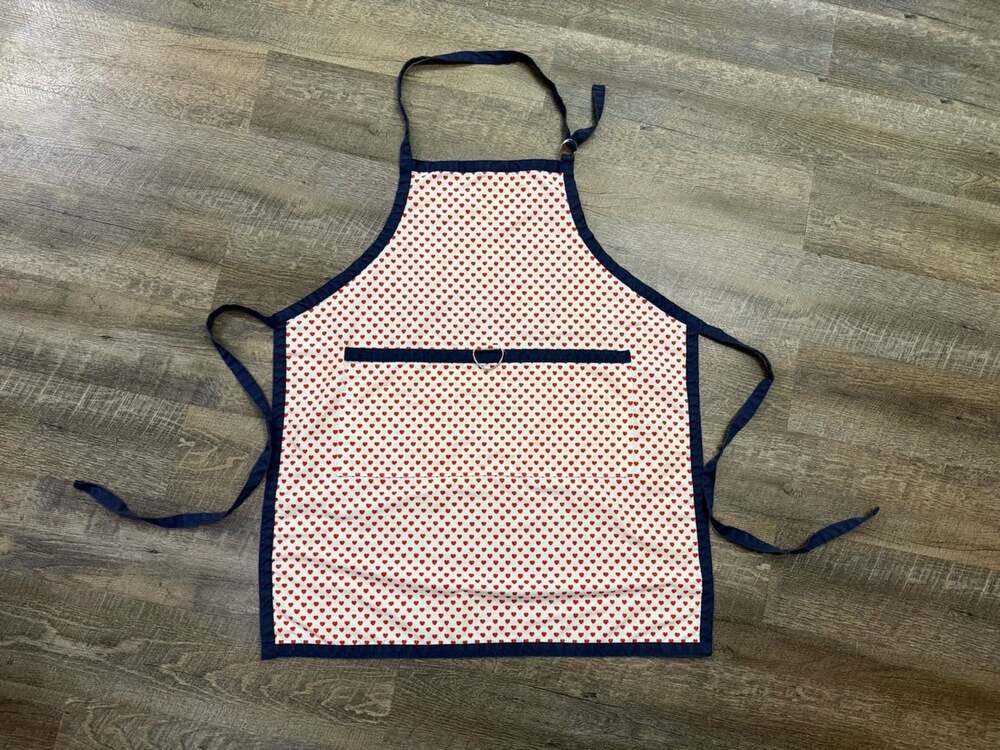 Vintage Crackers Copco red Heart Printed blue and white Apron One Size